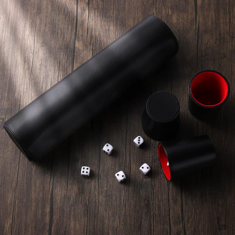 Magic Vosom Leather Dice Cup Set, 5 Pieces Dice Cup+25 Dice+1 Folding Tray Exclusive Storage and Transport Case Made of Faux Leather with Magnetic Closure - Image 3